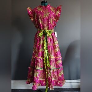 NWT Printfresh Pink and Yellow Leopard Maxi Dress Size 3X